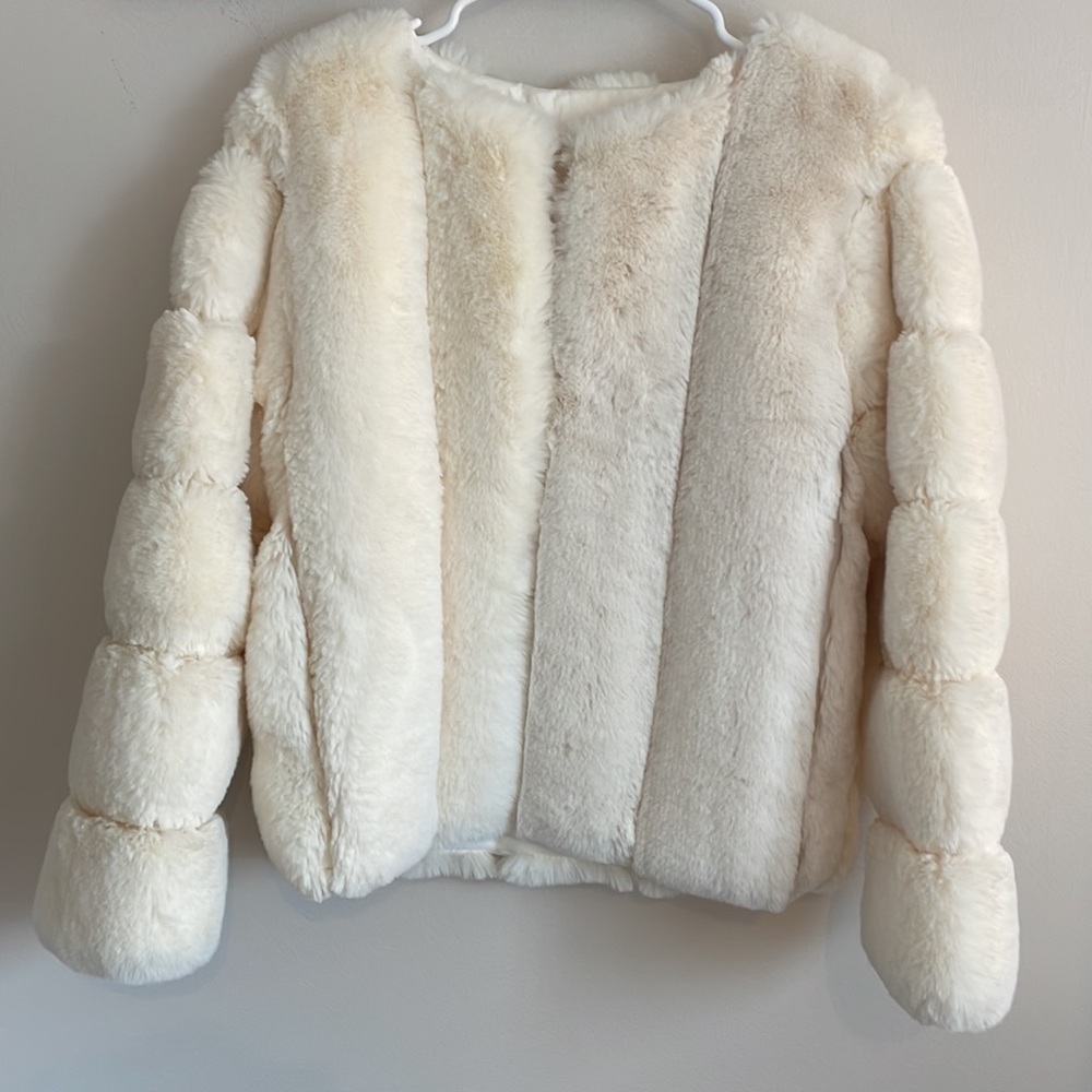 Ivory faux fur jacket